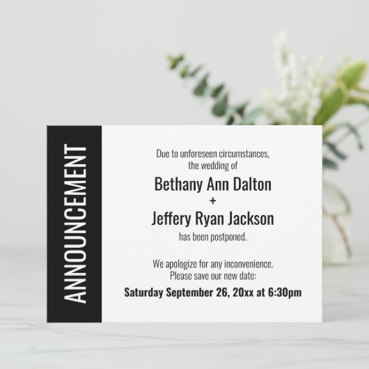 Faire-part Mariage repoussé en gras (Debout devant)