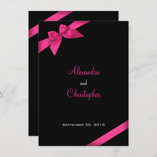 Faire-part Mariage rose (Devant / Derrière)