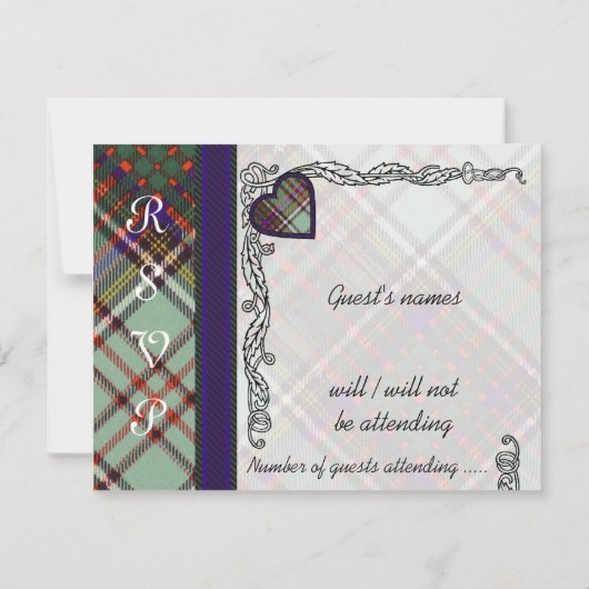 Faire-part mariage RSVP Anderson Tartan (Dos)
