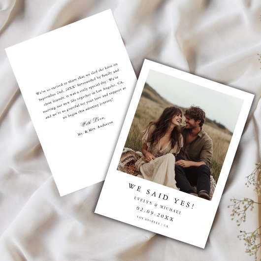 Faire-part Mariage Rustique Boho Photo Typographie Nous avons