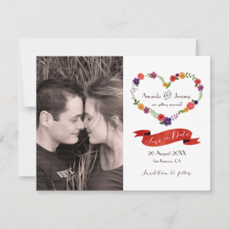 Faire-part Mariage rustique en forme de coeur