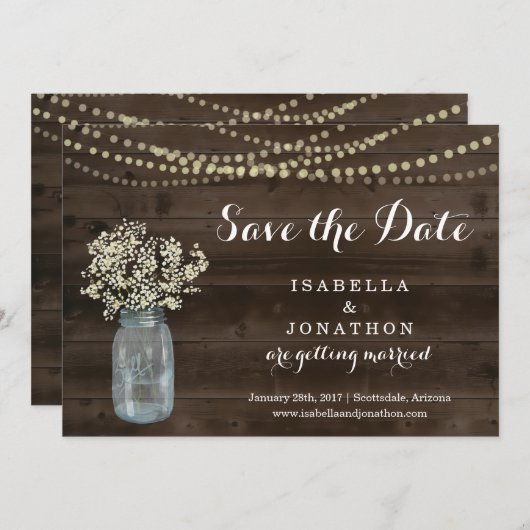 Faire-part Mariage rustique Enregistrer la date (Devant / Derrière)