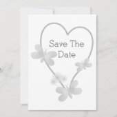 Faire-part Mariage Sauvegarder La Date Argent Heart Butterfli (Devant)