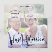 Faire-part Mariage SCRIPT ÉLÉGANT JUSTE MARIÉ CARTE POSTALE (Devant / Derrière)