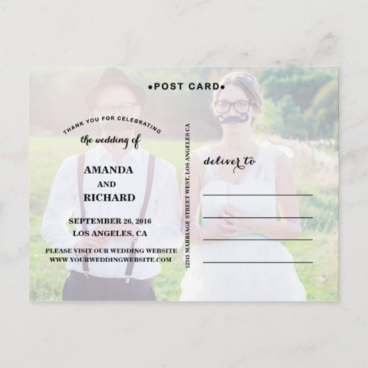 Faire-part Mariage SCRIPT ÉLÉGANT JUSTE MARIÉ CARTE POSTALE (Dos)