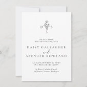 Faire-part Mariage simple de script noir et de monogramme flo (Dos)