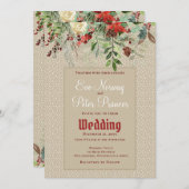 Faire-part Mariage Simple d'Hiver avec des Décorations de Noë (Devant / Derrière)