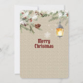 Faire-part Mariage simple d'hiver avec lanterne et verdure (Dos)
