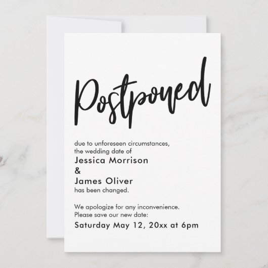 Faire-part Mariage simple noir blanc repoussé (Devant)