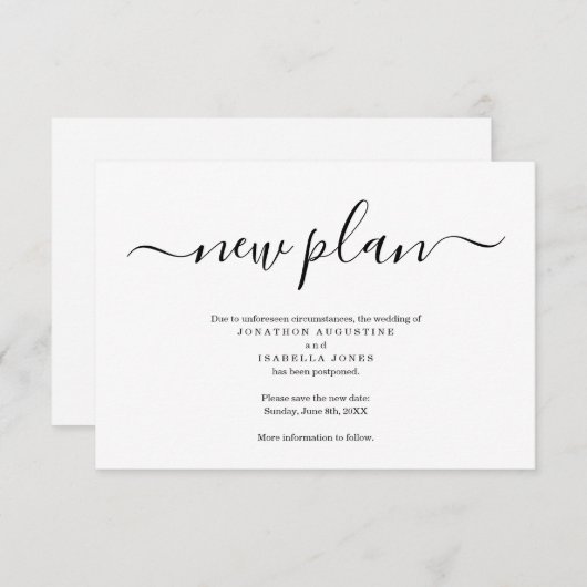 Faire-part Mariage simple reporté (Devant / Derrière)