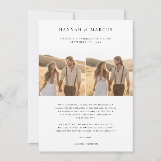 Faire-part Mariage sous une Arche Rustique Photo Nous avons d (Dos)