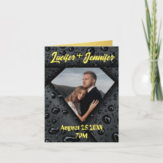 Faire-part Mariage sur mesure élégant moderne diamant doré (Devant)