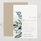 Faire-part Mariage Tropical Moderne à Feuillage Vert (Devant / Derrière)