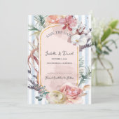 Faire-part Mariage Tropical Orchidée Rose Save the Date (Debout devant)