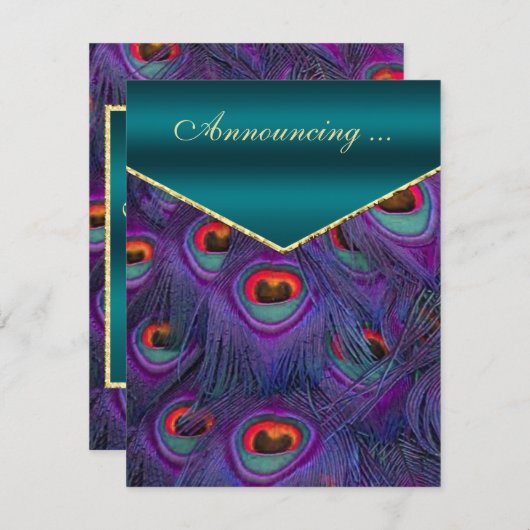 Faire-part Mariage turquoise Plum Peacock (Devant / Derrière)