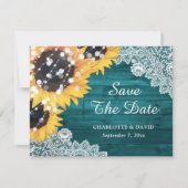 Faire-part Mariage Turquoise Sunflower Eucalyptus (Devant)