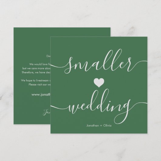 Faire-part Mariage Vert Chic Simple Réduction de Taille (Devant / Derrière)