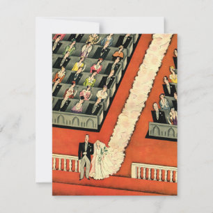 Faire-part Mariage Vintage, Jeune Marié et Jeune Mariée Art D