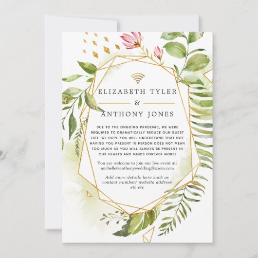 Faire-part Mariage Virtuel de Verdure Cristalline Géométrique (Devant)