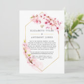 Faire-part Mariage Virtuel Fleur de Pêcher Géométrique Rose (Debout devant)