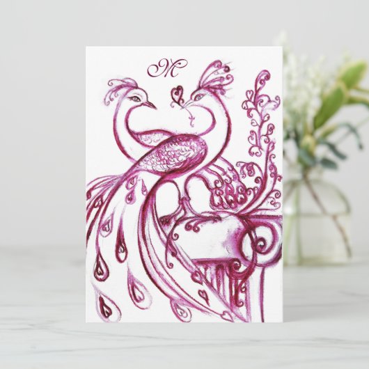Faire-part MARIAGES INSÉPARABLES MONOGRAM Red Pink White Pear (Debout devant)