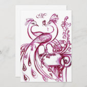 Faire-part MARIAGES INSÉPARABLES MONOGRAM Red Pink White Pear (Devant / Derrière)