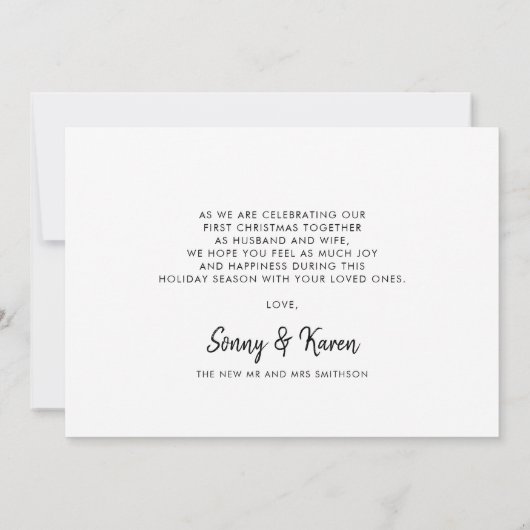 Faire-part Marié et Joyeux mariage de Noël moderne (Dos)