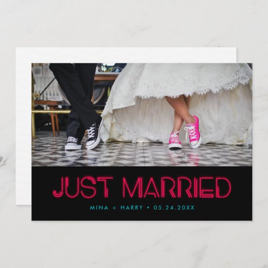 Faire-part Marié Retro 80s néon lumières mariage (Devant / Derrière)