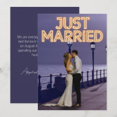 Faire-part Mariés à peine hier Enseigne au Néon Annonce de Ph (Devant / Derrière)