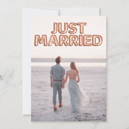 Faire-part Mariés Ballons Rose Gold Photo de Mariage (Devant)