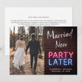 Faire-part Mariés Maintenant, Fête Plus Tard Enseigne au Néon (Devant / Derrière)