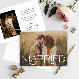 Faire-part Mariés Serif Gras Moderne Photo Mariage