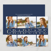 Faire-part Marine Blue Graduate 6 Photo Collage Graduation (Devant / Derrière)