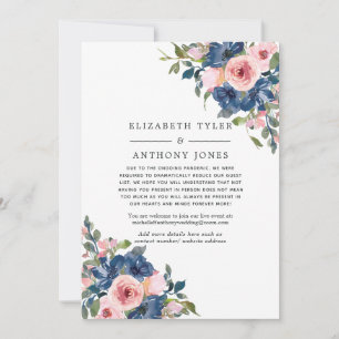 Faire-part Marine et Blush Floral Mariage Liste d'invités réd