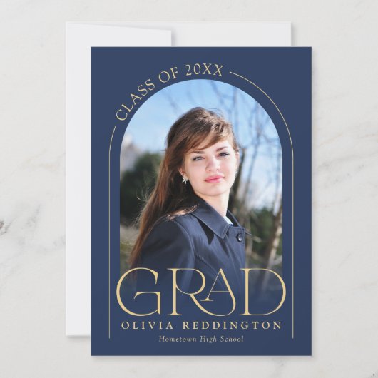 Faire-part Marine Gold Typographie moderne 2 Photo Arch Grad (Devant)