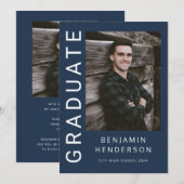 Faire-part Marine moderne Blue Photo Boy Graduation (Devant / Derrière)