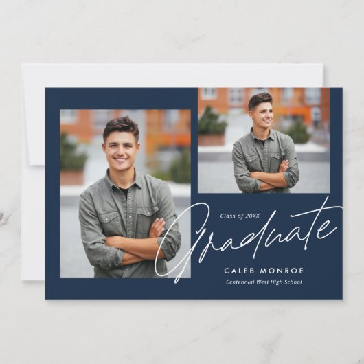 Faire-part Marine Moderne Calligraphie Script 3 Diplôme photo (Devant)