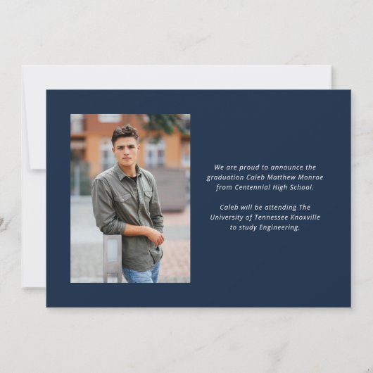 Faire-part Marine Moderne Calligraphie Script 3 Diplôme photo (Dos)