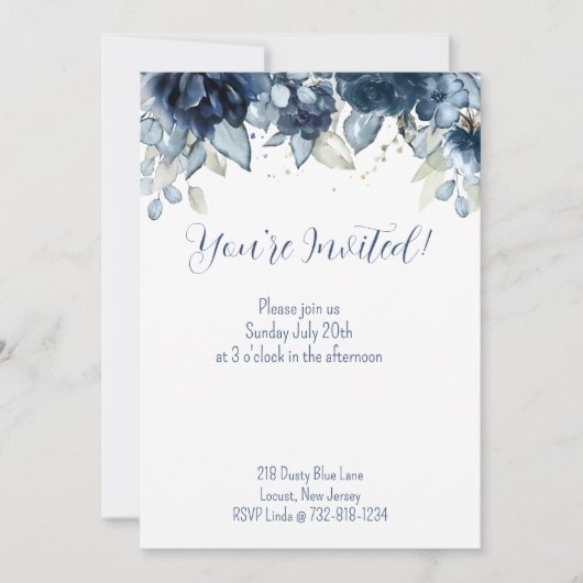 Faire-part Marine Peony Eucalyptus Vert (Devant)