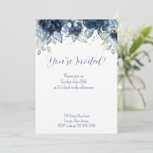 Faire-part Marine Peony Eucalyptus Vert (Debout devant)