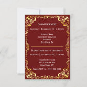 Faire-part Maroon cadre or de graduation (Dos)