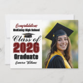 Faire-part Maroon Class of 2026 Graduate Photo Graduation (Devant)