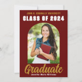 Faire-part Maroon Gold Graduate Photo Modern Bold Graduate (Devant)