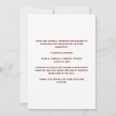 Faire-part Maroon Gold Médicale School Photo Graduation (Dos)