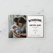 Faire-part Maroon Herringbone Fabriqué au Texas Photo Baby An (Intérieur)