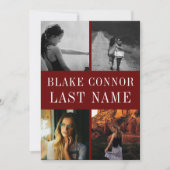 Faire-part Maroon Red Simple nom graduation photo (Devant)