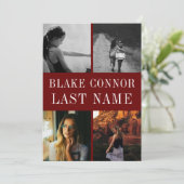 Faire-part Maroon Red Simple nom graduation photo (Debout devant)