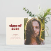 Faire-part Maroon Retro Simplicity Photo Graduation (Debout devant)