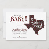 Faire-part Maroon striped Fabriqué au Texas Photo Baby (Devant)