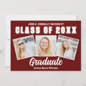 Faire-part Maroon White Graduate Photo Collage Graduate (Devant)